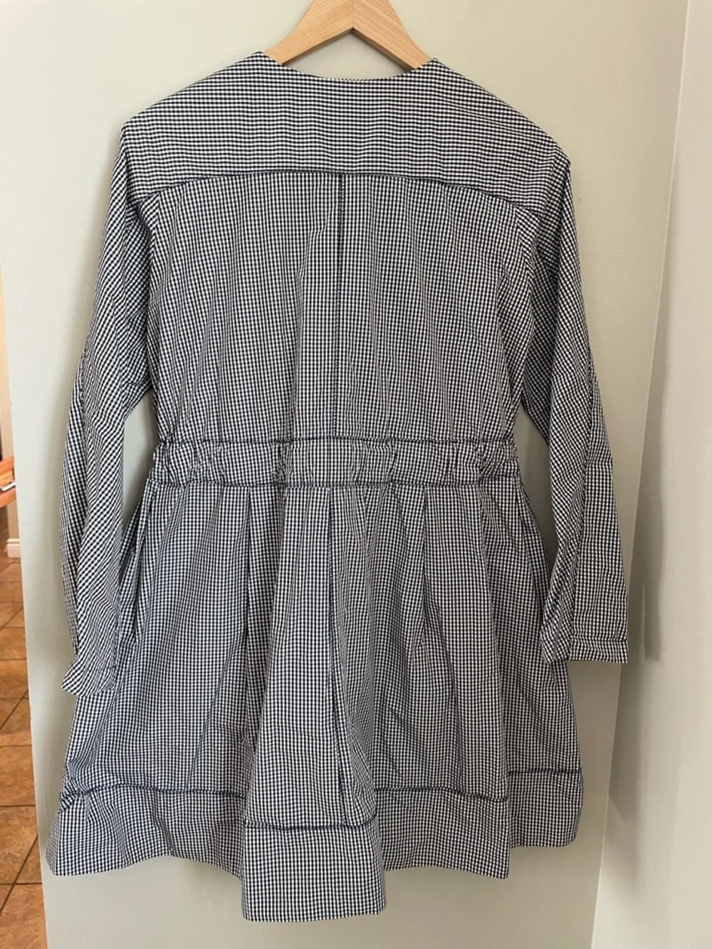 Jill Stuart Blue Gingham Dress Button Front Pocket Structured Fit Flare Size S - Picture 5 of 14